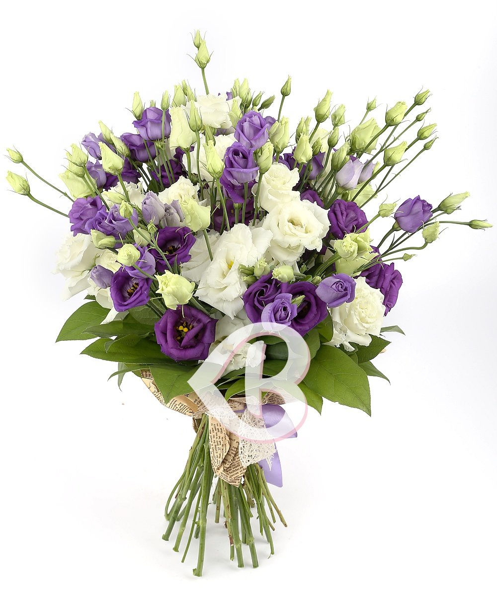 Livrare Buchet Flori De Lisianthus Mov Alb