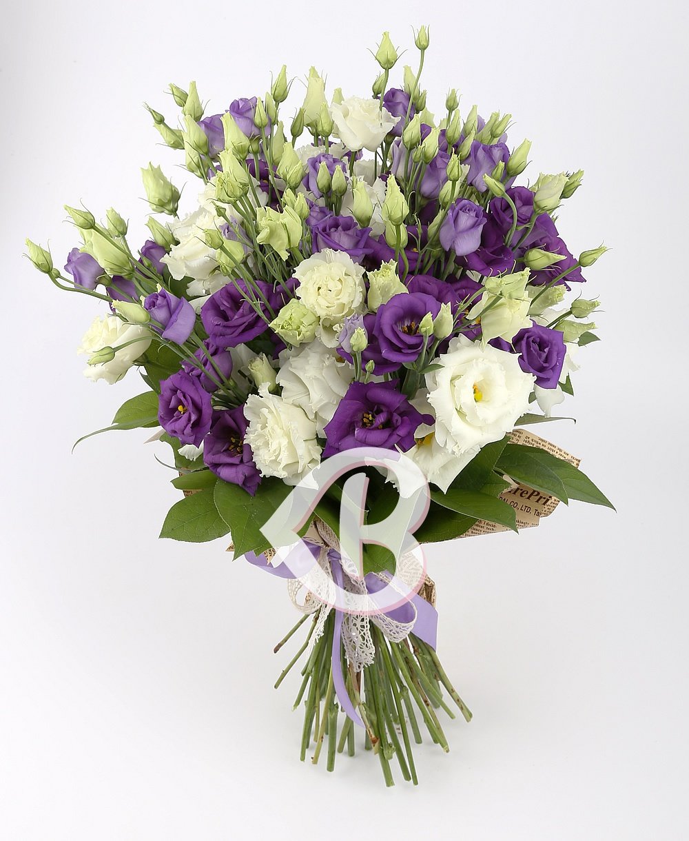 Livrare Buchet Flori De Lisianthus Mov Alb