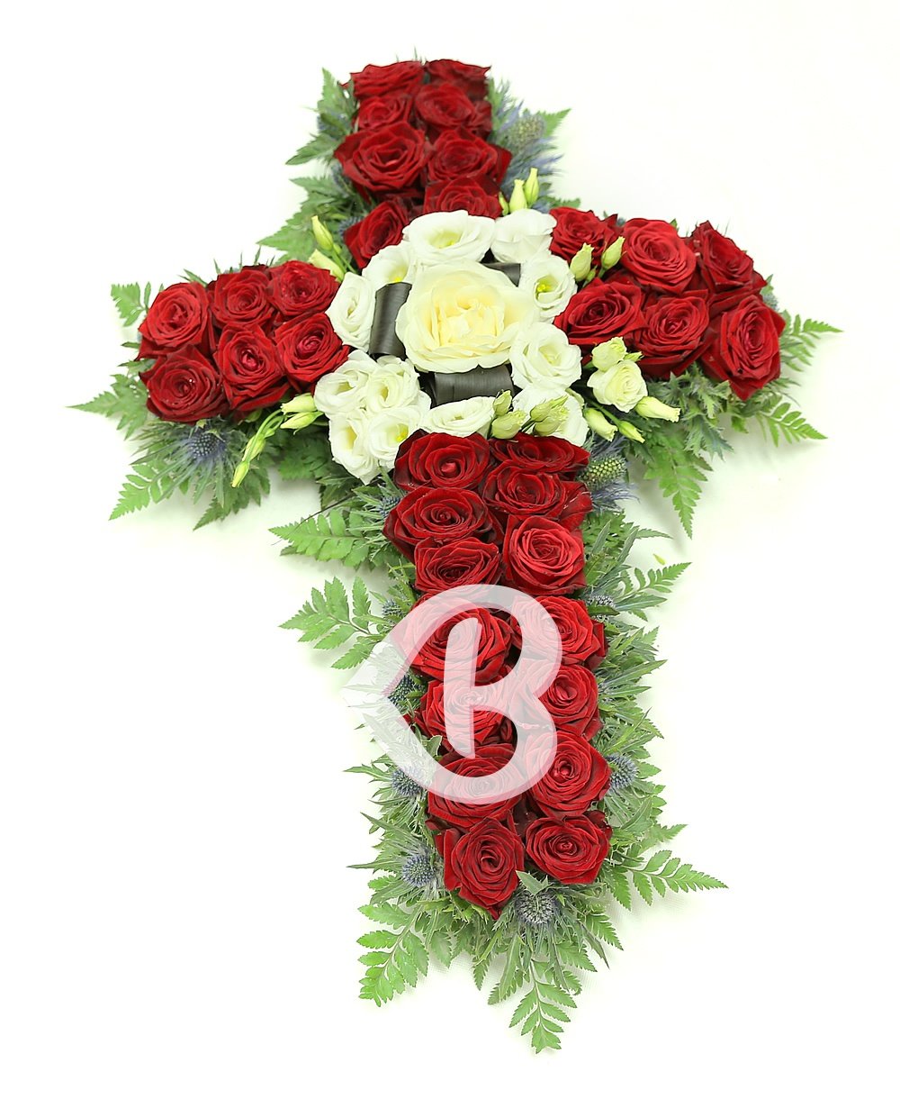Imaginea produsului Cruce Funerară Trandafiri și Lisianthus
