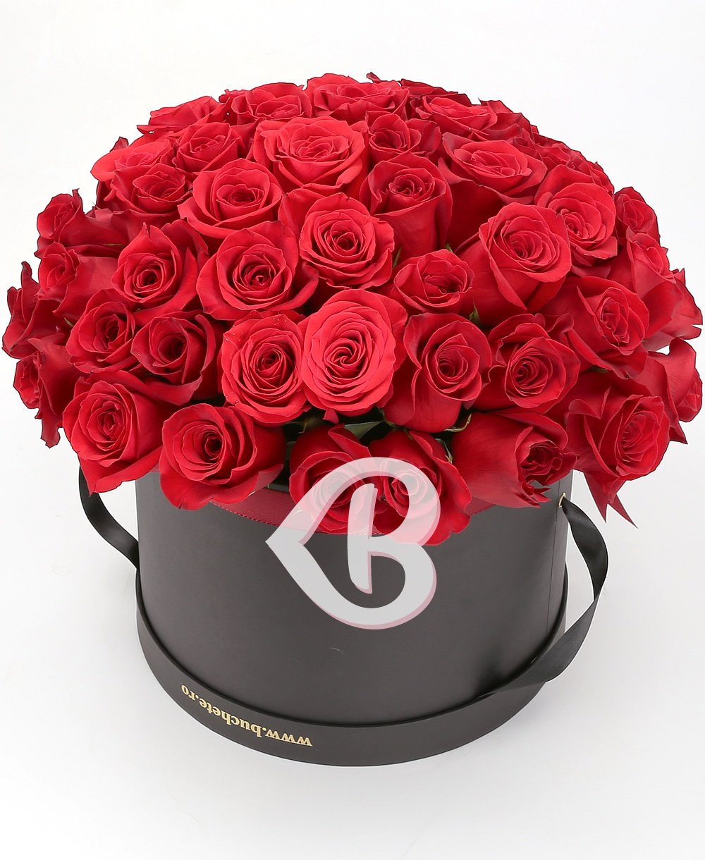 Imaginea produsului 57 Trandafiri Roșii în Cutie