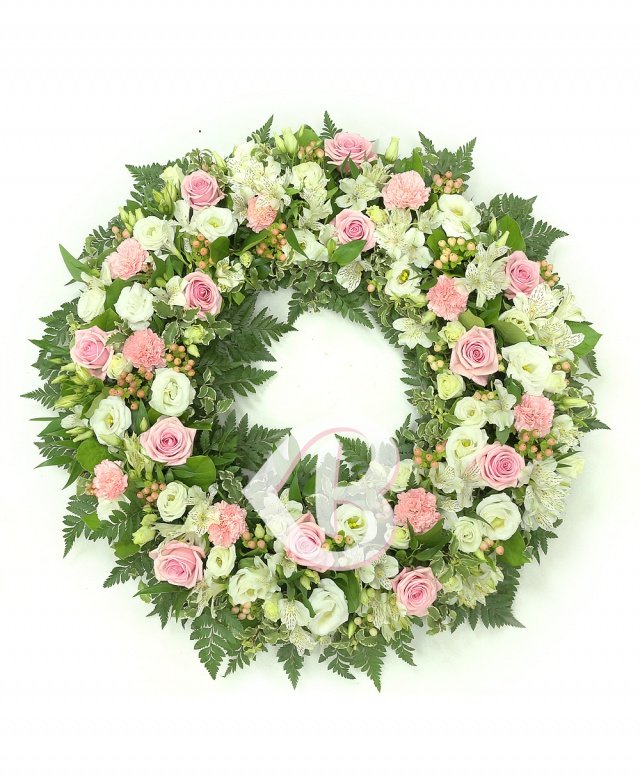 Colac funerar alb și roz