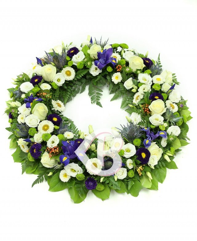Colac funerar alb și albastru