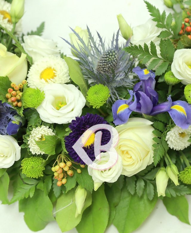 Colac funerar alb și albastru