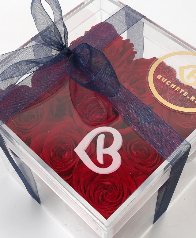 Imaginea produsului Cutie Acrilică Cu 9 Trandafiri Criogenați